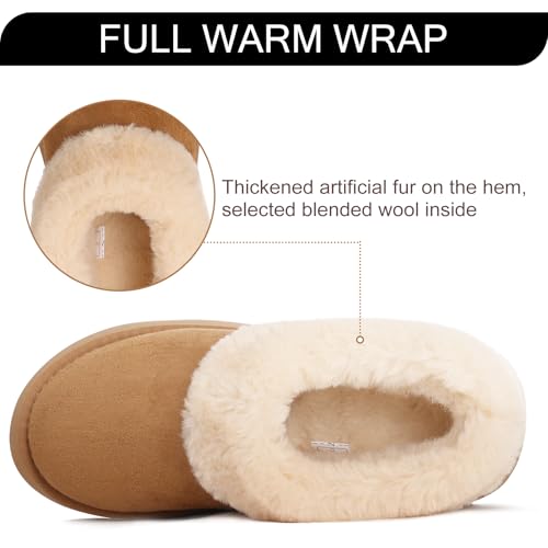 Double Couple Suede Leather Ankle Boots for Women Platform Slippers Fur Lined Short Boots Anti-Slip Mini Platform Boots Chestnut Snow Boots2