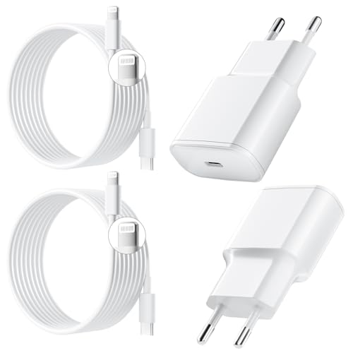25W Chargeur Rapide pour iPhone, 2 Pièces PD 3.0 Prise USB C avec 2M Cable Lightning for iPhone 14/14Pro/13/13 Mini/13 Pro/13Pro Max/12/12Pro/12 Pro Max/11/11 Pro/ 11 ProMax