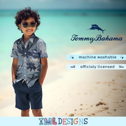 Image of Tommy Bahama Boys Classic Woven Button-Down Short-Sleeve Hawaiian Shirt with Pocket for Kids
