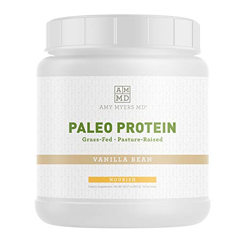 Pure Paleo Protein by Dr. Amy Myers – Clean Grass Fed, Pasture Raised Hormone Free Protein, Non-GMO, Gluten & Dairy Free – 21g Protein Per Serving – Vanilla Bean Shake for Paleo and Keto