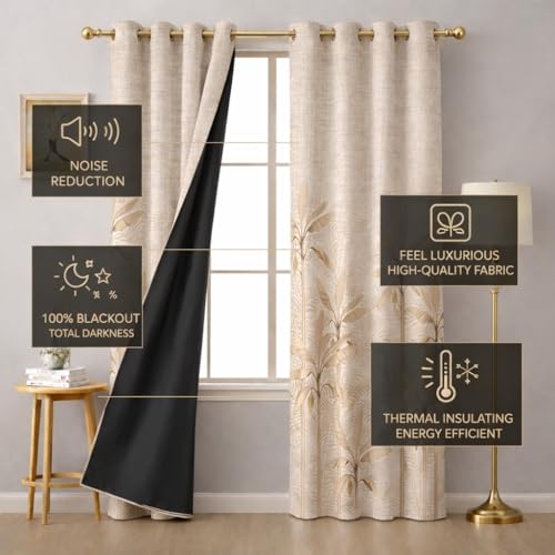 Image of STITCHNEST 'Whispering Gardens Series' Premium Heavy Polyester 100% Blackout Curtains 7 Feet Long Set of 2 | Door Curtain 7 Feet x 4 Feet | Perfect for Home Decor