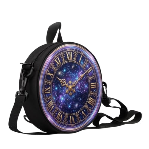 Image of Women Novelty Round Clock Shape Zippered Clock Purses for Women Tote Handbag Shoulder Bag, Gift for Mom Girlfriend