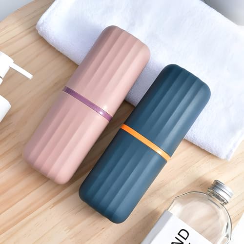 Image of Oblivion 3 pcs Plastic Square Toothbrush Holder Case - Multipurpose Travel Storage Box & Cover Organizer for Bathroom, Camping, Business Trips & School - Compact & Portable (Multi Color)