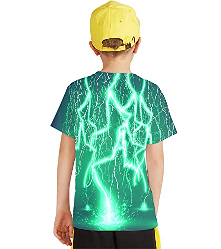 Image of Linnhoy Kids 3D Print Fashion Graphic T-Shirts for Boys Girls 6-16 Years | Unisex Colorful Short Sleeve, Crewneck, Breathable Fabric, Suitable for Daily Sport Festival Wear