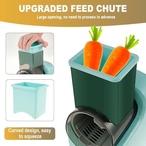 Electric Cheese Grater with 3 Type Blades, Multipurpose Salad Maker Shooter Time-Saver Electric Vegetable Fruit Slicer Shredder One-Touch Control Electric Salad Maker for Home Kitchen Use (Green)