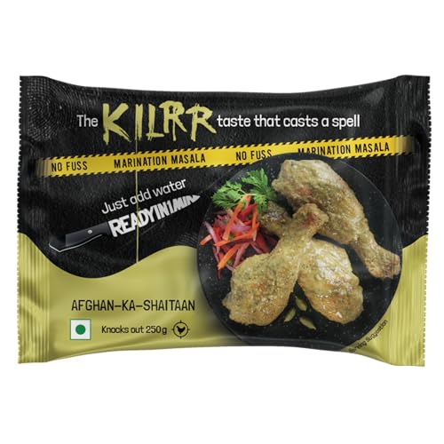Image of KILRR Chicken Marination Masala - Afghan ka Shaitan | Pack of 4 (Marinates 250g Chicken per Pack) | 1- Min Killer Marinade Masala for Tikka, Adhgani Chicken | Just Add Water & Oil | No Preservatives or Additives