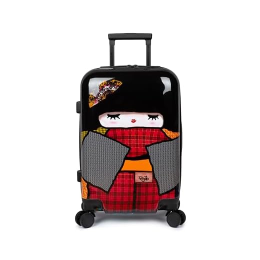 TOKYOTO - Maleta de Cabina Equipaje de Mano, Japan Doll, 55x40x20 cm | Maleta Juvenil, Trolley de Viaje Ryanair, Easyjet | Maleta de Viaje Rígida Divertida