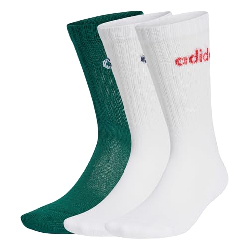 adidas Unisex Linear Crew Cushioned Socks 3 Pairs, Collegiate...