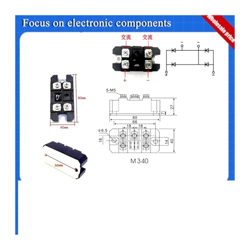 Module pont monophasé MDQ100A 1400V AC-DC pour redressement de puissance industrielle - 3