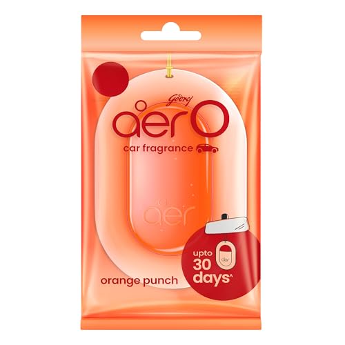 Image of Godrej aer O - Hanging Car Air Freshener - Orange Punch (7.5g) | Gel Lasts up to 30 days | Car Accessories