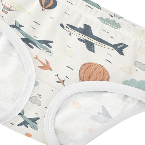 ZZKKO Sky Airplane Hot Air Balloon Girls Underwear Toddler Panties for Girls Comfort Brief Size 2T-8Y3