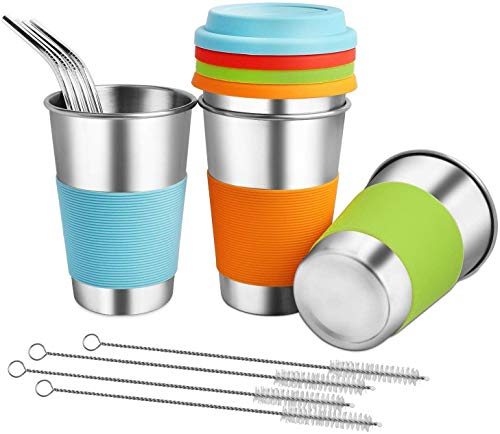 Stainless Steel Tumbler - ARKTEK Stainless Cups with Silicone Lid Stackable Metal Drinking
