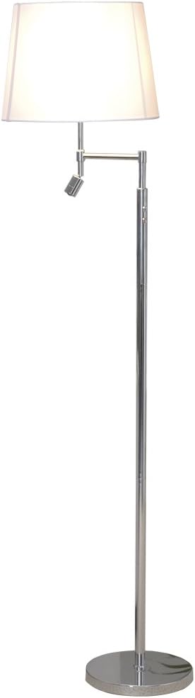 Zennox Dual Floor Lamp 360 Degree Swing Arm with LED Reading Light (Silver)
