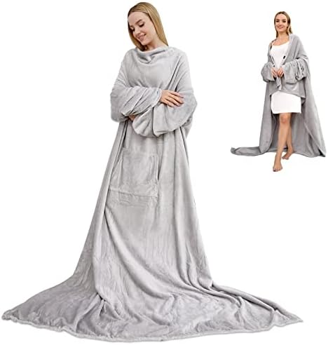 RINOZO Hoodie Blanket, Oversized Sherpa Hoodie, Wearable Hoodie Sweatshirt Blanket, Super Soft Warm Comfortable Blanket Hoodie, One Size Fits All Adults Men Women Teens