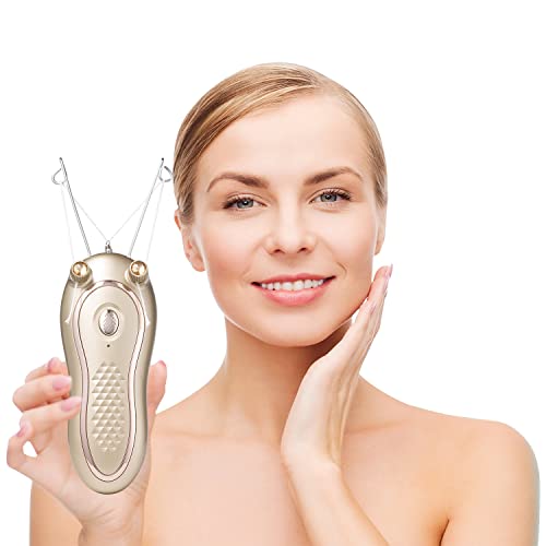 Threading Facial Hair Remover, Hair Removal for Women Face, Electric Women\'s Beauty Epilator with Cotton Thread for Upper Lip, Chin, Forearm (Gold) - Thumbnail 7