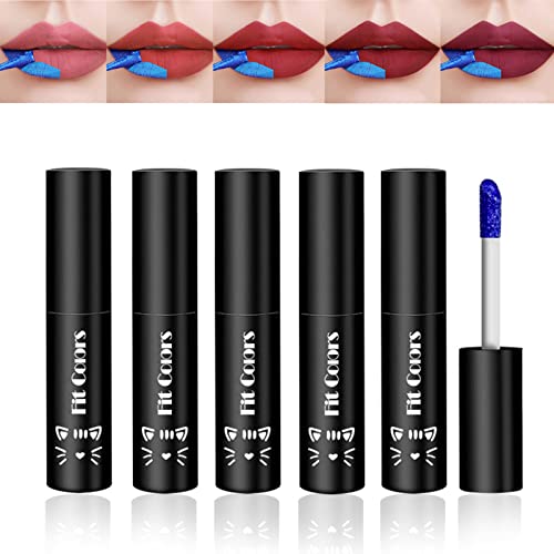 Besdas 5 Colors Lip Stain,Non-Stick Cup Peel Off Lip Stain Lipstick,Tear Off Lipstick Long Lasting Waterproof Liquid Lipstick Tattoo Color Lip Gloss,Lip Makeup For Women Girls #TOP22