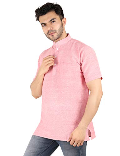 Image of LATEST CHIKAN Men's Cotton Regular Casual Strped Short Kurta Half Sleeves - (SK-LJ.DS.AS)