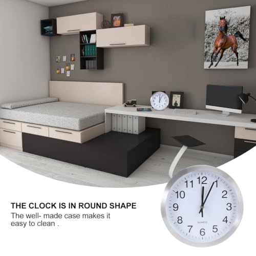 Horloge silencieuse argenté salon bureau avec affichage numérique précis - 8