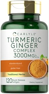 Carlyle Turmeric and Ginger Supplement 3000 mg | 120 Softgel Capsules | Turmeric Curcumin Complex | Vegetarian, Non-GMO, Gluten Free