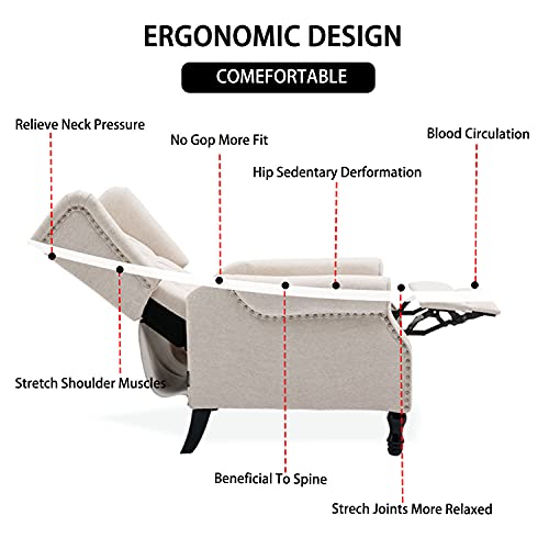 Sillón Recliner Moderno Beige miniatura 6