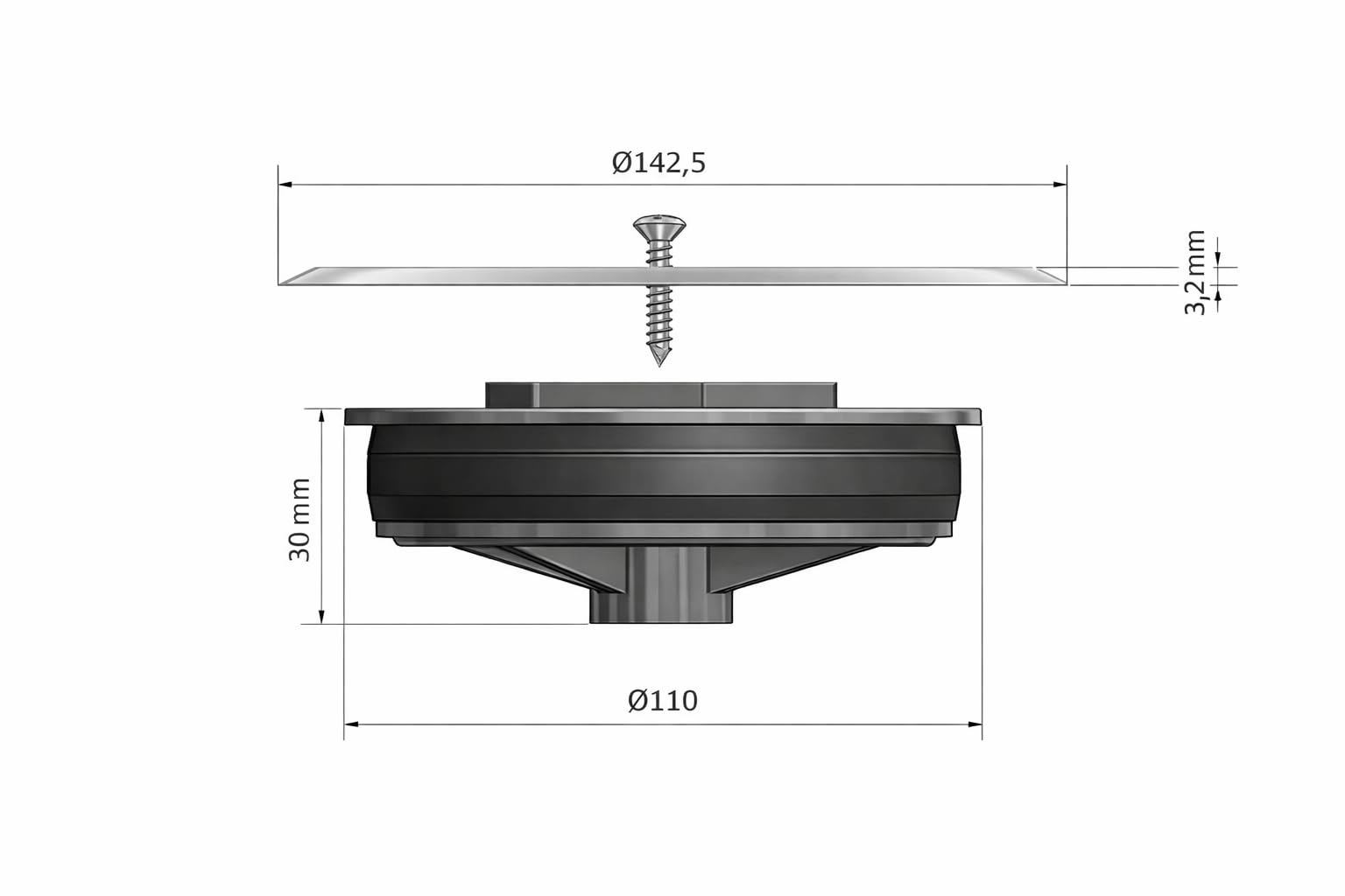 Tapa para Bote Sifónico Ø110 mm – Acero Inoxidable con Junta de Goma – Evita Malos Olores y Fugas – Tapa Sifón para Suelo de Baño, Ducha y Desagüe – Repuesto Universal - Noryks — view 2