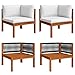 Produktbild vidaXL 2X Akazienholz Massiv Garten Ecksofa mit Auflagen Sofa Lounge Gartensofa Sessel Gartensessel Einzelsofa Gartenmöbel Terrasse