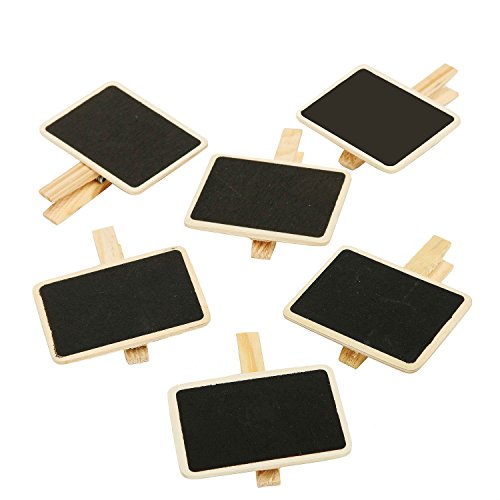 Akak Store 6 pc Mini Retangle Chalkboard with Wooden Blackboard Clip for Message Board Signs Wedding Birthday Party Decorations