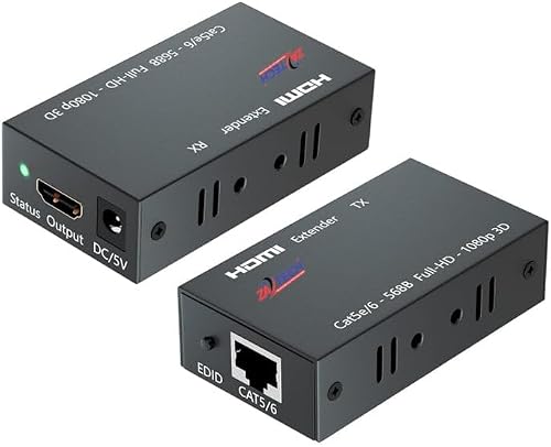 HDMI Extender over Cat5e/Cat6, 1080p Full HD 3D, up to 60m, with EDID Switch, TX Transmitter and RX Receiver