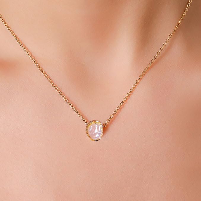 Baroque Pearl Necklaces for Women, Single Pearl Dainty Gold Necklace，Drop Pendant Necklace with Irregular Pearls Vintage Wedding Jewelry - Image 5