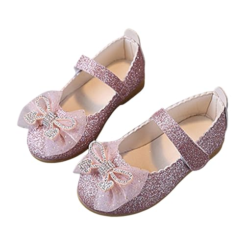 IWIHMIV Girls Dress Shoes Flower Girl Slip-on Bow Ballet Soft Bottom Flat Non Slip Shoes for Wedding Party School2