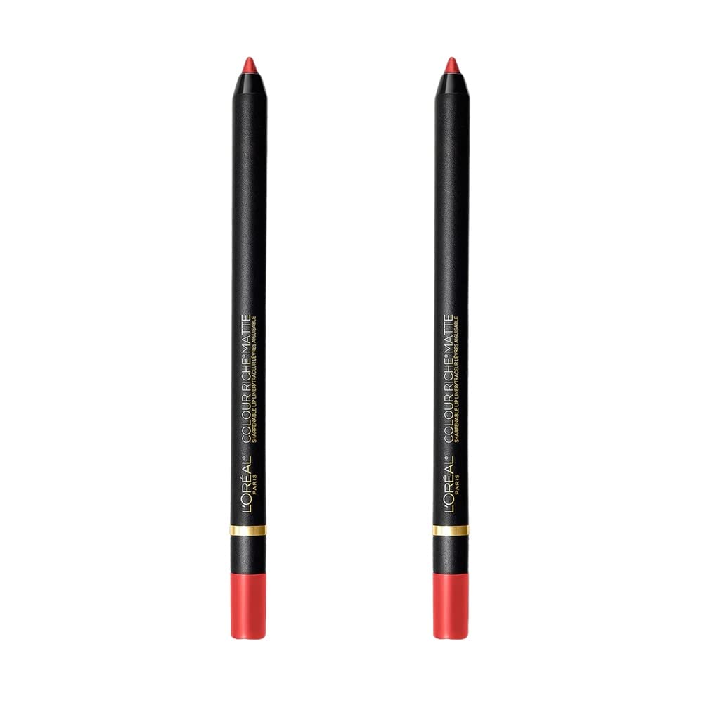 Pack of 2 L'Oreal Paris Colour Riche Matte Sharpenable Lip Liner, Matte in Manhattan 100