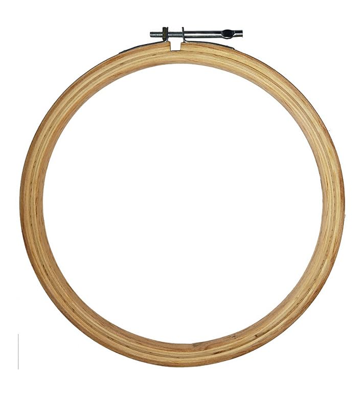 AJAYCO® Round Bamboo Embroidery Hoop (Size - 8 inch) Circle Cross Stitch Hoop Ring for Craft Sewing | Hoop with Iron Hook | Round Shape Embroidery Frame | Wooden Embroidery Hoops for Embroidery Work (8 INCH)-image-25