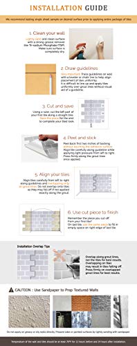 Tic Tac Tiles Peel and Stick Self Adhesive Removable Stick On Kitchen Backsplash Bathroom 3D Wall Sticker Wallpaper Tiles in Polito Design (Grigio, 10)