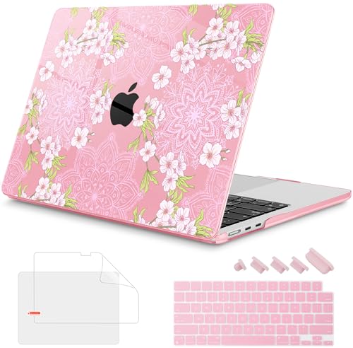 Image of Mektron Case for 2026 MacBook Air 13-inch M5 Laptop A3449 with 13.6-inch Liquid Retina Display, 2025 2024 2022 M4 /M3 /M2 MacBook Air 13 inch Hard Shell Cover, Model A3240 A3113 A2681, Blossom Sakura-Pink