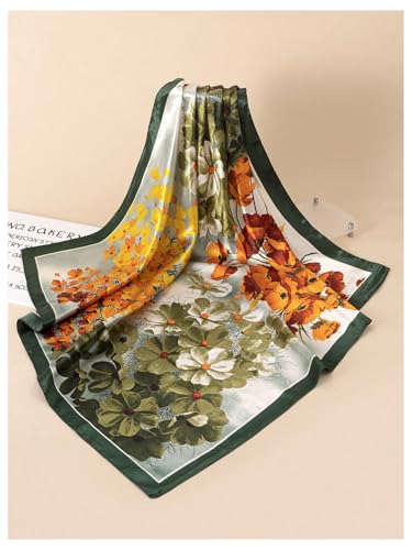 Women's Floral Square Silk Scarf Boho Satin Bandanas Head Scarves Hair Kerchief2