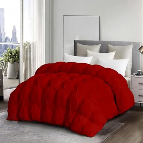 THREADZEN Oversized King Comforter 136 x 120 Size, Extra Large - Down Alternative Comforter Duvet Insert with 8 Corner Tabs All Season Pinch Comforter 1 Piece 500 GSM Alaskan King, Hot Burgundy Cover
