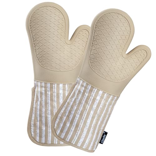 Alselo Silicone Oven Mitts Heat Resistant 932℉ with Waterproof & Non-Slip