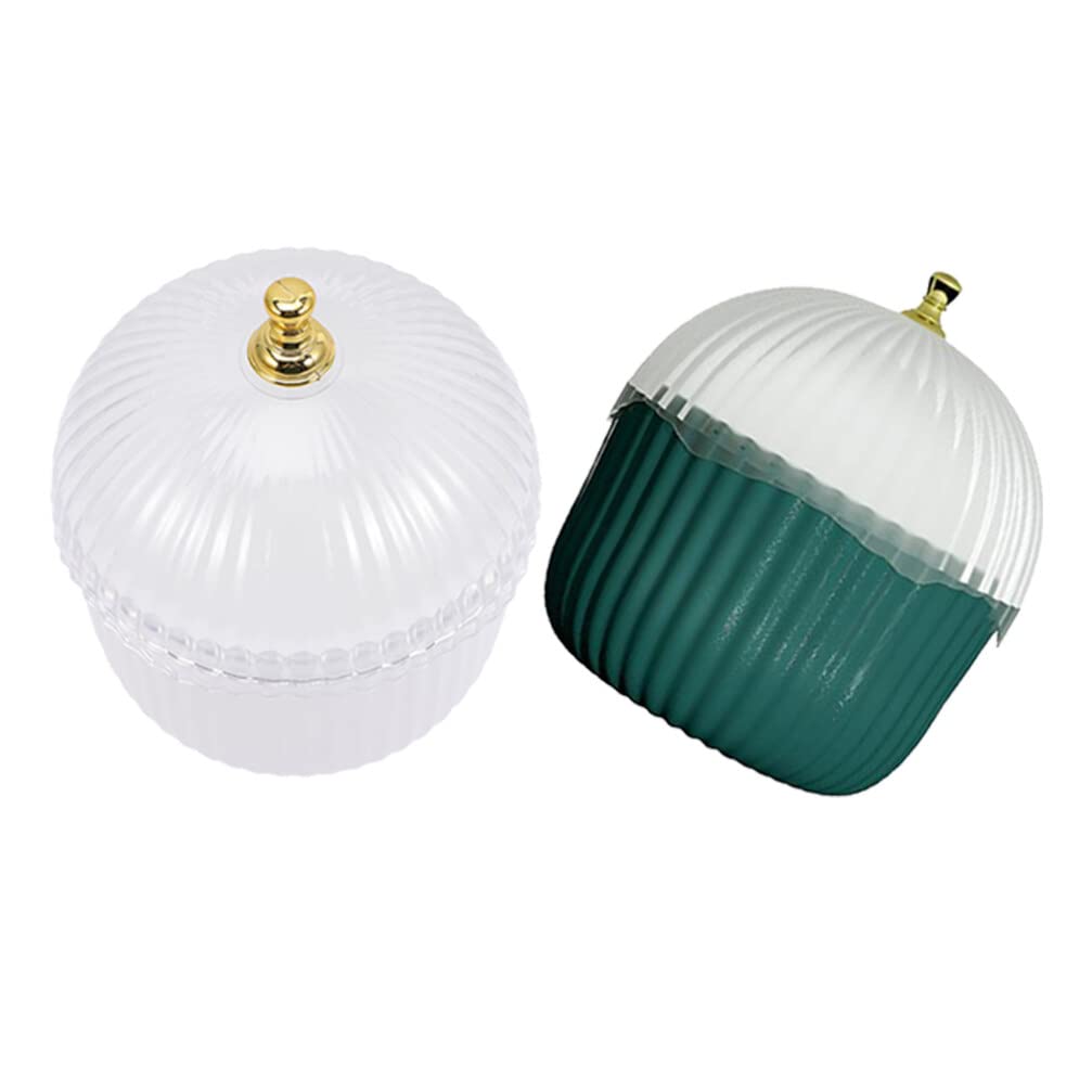 WarmhmDrawer Jewelry Organizer 2pcs Makeup Pads Container Cosmetics Countertop Storage Box Cotton Buds Dispenser for Makeup Pads Cotton Balls Bathroom Storage Jar Candy Buffet Containers