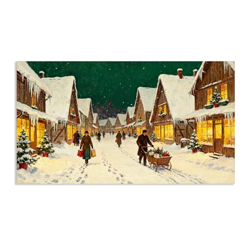 Peinture Noël Vintage pour réchauffer l'ambiance du salon cet hiver 30x52cm