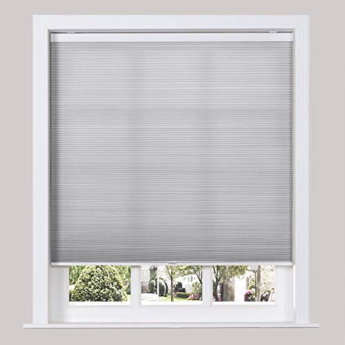 TWOPAGES Light Filtering Cellular Shades Cordless for Windows, UV Protection Cellular Window Shades Custom Made Privacy Cellular Honeycomb Blinds, Light Gray