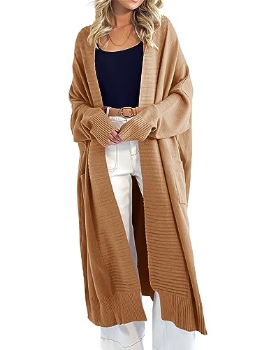 Danedvi Womens Long Cardigan Sweaters 2025 Fall Chunky Knit Oversized Slouchy Open Front Warm Coats with Pockets2