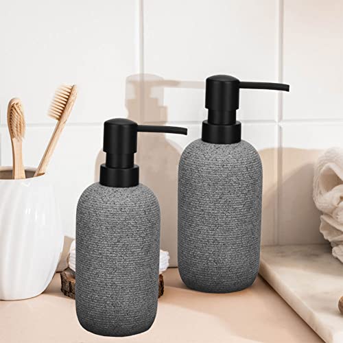 Resin Soap Dispenser Set, 2 Pcs Heavy & Sturdy Matte Grey Lotion Dispensers Soap Dispensers For Kitchen, Hand Soap Dispensers For Bathroom Countertop #TOP3