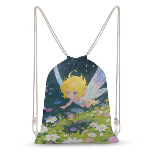 Yellow - Haired Elf Drawstring Backpack Sport Gym Bags Yoga Shopping Travel Casual Daypacks for Women Men
