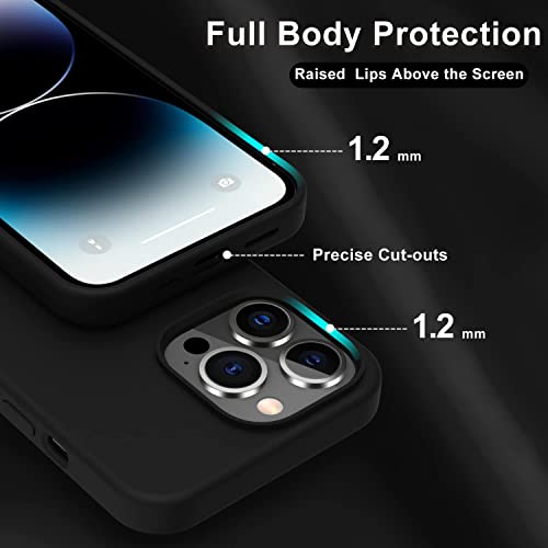 Image of Elzzi Microfiber Candy Case Compatible for iPhone 14 PRO MAX, Shockproof Slim Back Cover Liquid Silicone Case - Black