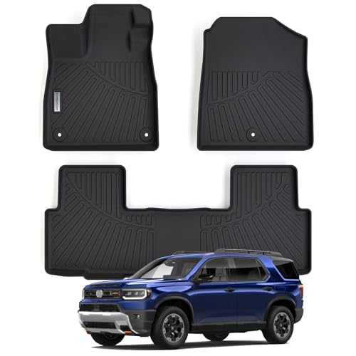SANBAN-AXE Revestimientos de piso para Honda Passport TPE 2026, protección para todo tipo de clima, accesorios de 1ª y 2ª fila, color negro