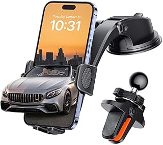 Zethors Car Phone Holder Dashboard Mount, Phone Holder for Cars Air Vent Car Cradle Stable Suction with 360° Rotation Hands-Free Stand Compatible with iPhone 14 13, Samsung, Smartphones
