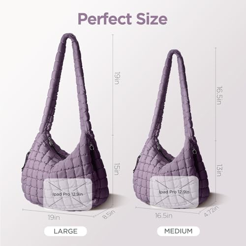 Image of Puffer Tote Bag for Women Large Quilted Crossbody Bag Quilted Carryall Bag Soft Puffy Hobo Handbags Puff Purse Shoulder Bag