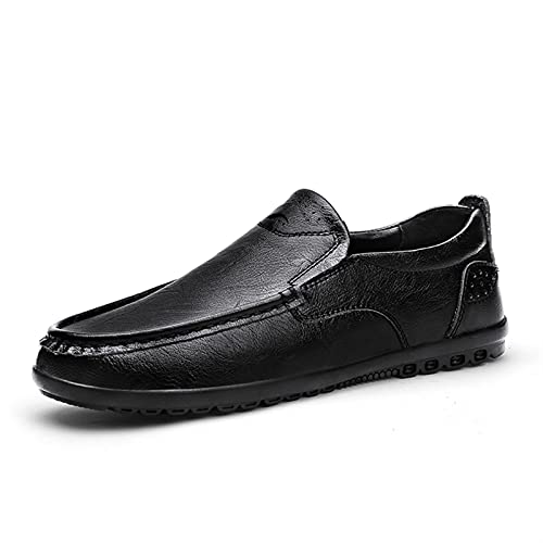 Mens Loafers Shoe Cowhide Stitching Details Round Toe Breathable Slip Resistant Anti-Slip Lightweight Wedding Fashion Slip-ons2
