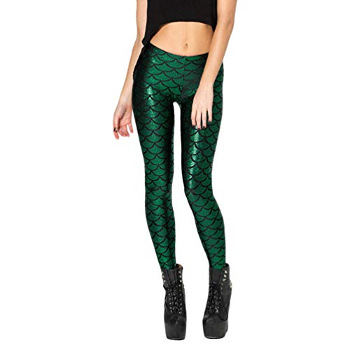 WanYangg Leggings Mujer Push Up Skinny Legging Pantalones Brillante Sirena Escamas De Pescado Cintura Alta Elásticas Leggins para Fitness Club Nocturno Disco Partido Verde S Cover