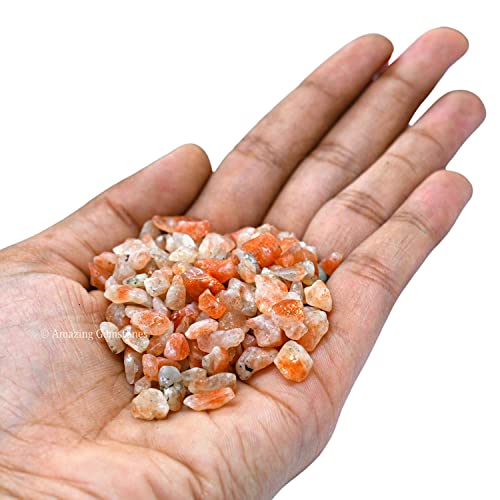 Image of Amazing Gemstone Sunstone Crystal Chips Aquarium Gravel - Sunstone Chips Bulk Fish Tank Gravel, Small Tumbled Stones and Tiny Crystals for Decoration (Natural AAA Grade Gemstones)